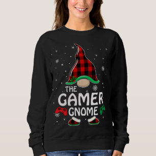 Sweatshirt Gamer Gnome Buffalo Plaid Matching Family Christma