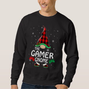 Sweatshirt Gamer Gnome Buffalo Plaid Matching Family Christma