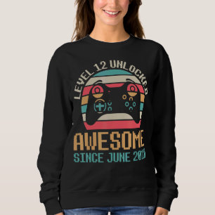 Sweatshirt Gamer Niveau 12 Anniversaire Déverrouillé Awesome