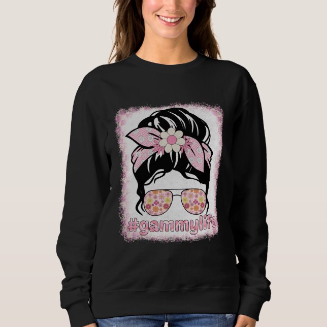 Sweatshirt Gammy Messy Bun Bleaches Groovy Hippie Flower Moth (Devant)