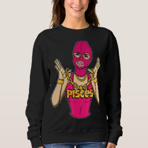Sweatshirt Gangsta Girl Pisce Masqué Gangster Femme Avec Gol