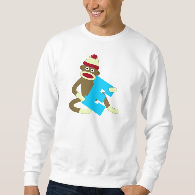 Sweatshirt Garçon E de monogramme de singe de chaussette (Devant)