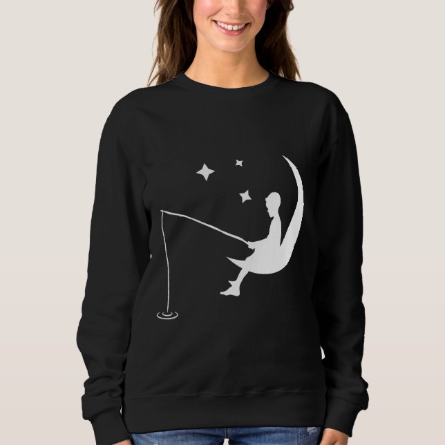 Sweatshirt Garçon Pêchant Au Large De La Lune Blanc (Devant)