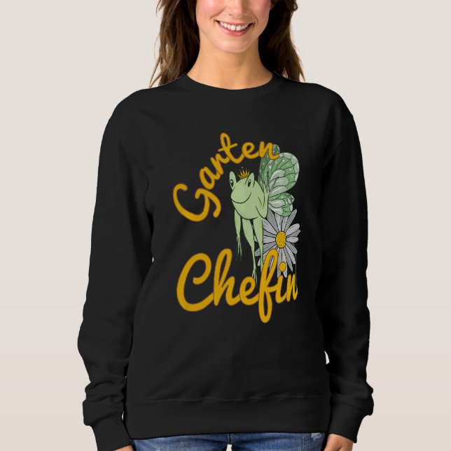 Sweatshirt Garden Saying Garden Chef Frog Elf With Flower (Devant)