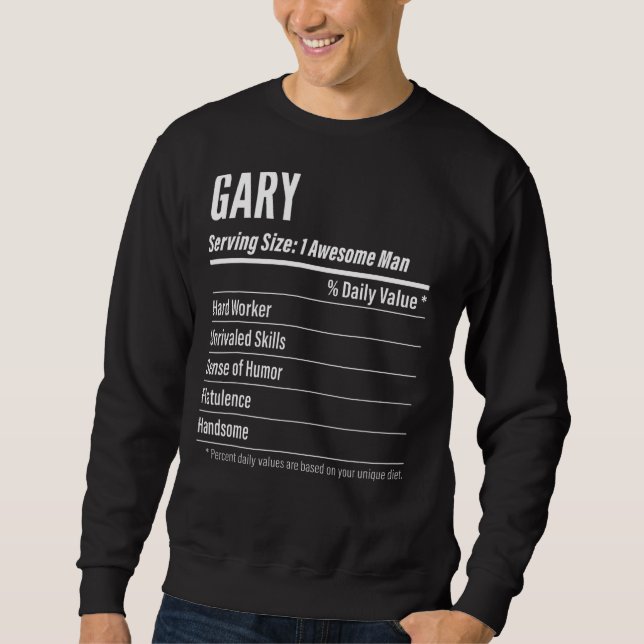 Sweatshirt Gary Taille du service Nutrition Étiquette Calorie (Devant)