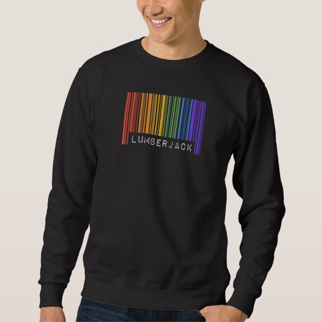 Sweatshirt Gay Lumberjack Pride Flag Barcode Queer Rainbow LG (Devant)