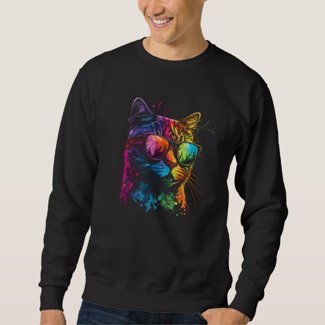 Sweatshirt Gay Pride Cat Animal  LGBT Pride Month Cute Equali (Devant)