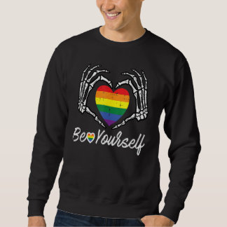 Sweatshirt Gay Pride Heart Skeleton Be Yourself Rainbow Lgbt