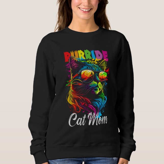 Sweatshirt Gay Pride Purride Cat Mother LGBT Pride Month Cute (Devant)
