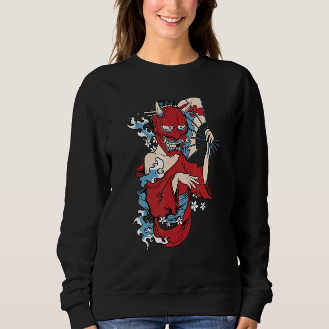 Sweatshirt Geisha Girl Masque Japonais Demon (Devant)