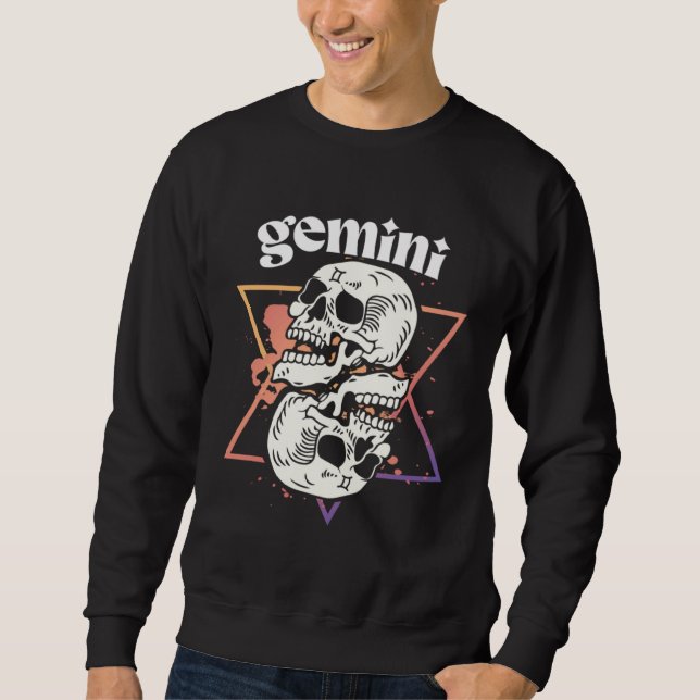 Sweatshirt Gemini Witchcraft Zodiac Signs Skull Constellation (Devant)