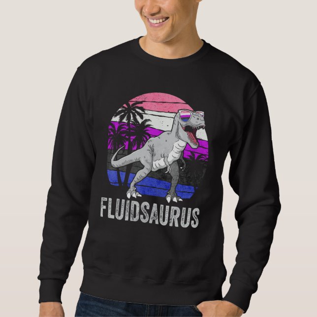 Sweatshirt Gender Fluid Pride Flag Dinosaur Trex LGBTQ Fluids (Devant)