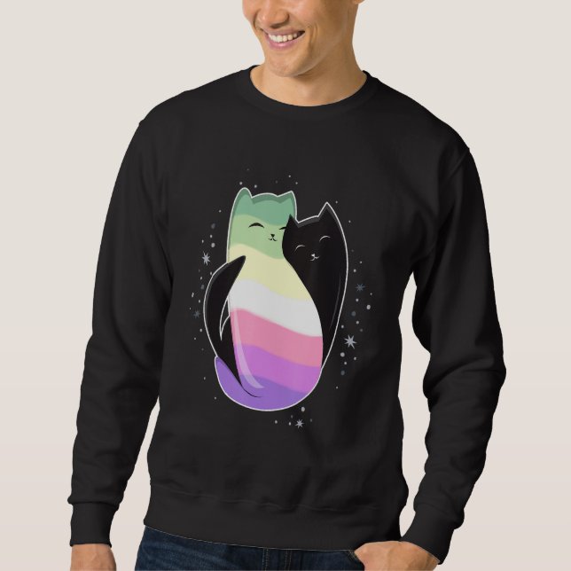 Sweatshirt Genderfae Cat Flag Nonbinary Transgender LGBT Blac (Devant)