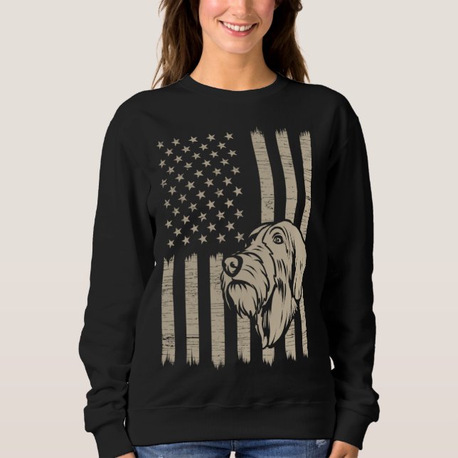 Sweatshirt German Wirehaired Pointer American USA Flag (Devant)