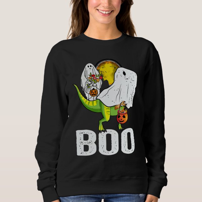 Sweatshirt Ghost Dinosaur rex  Boo Halloween Boys Men Pumpkin (Devant)