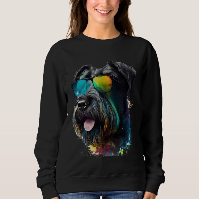 Sweatshirt Giant schnauzer walking dog fans party sunglasses (Devant)