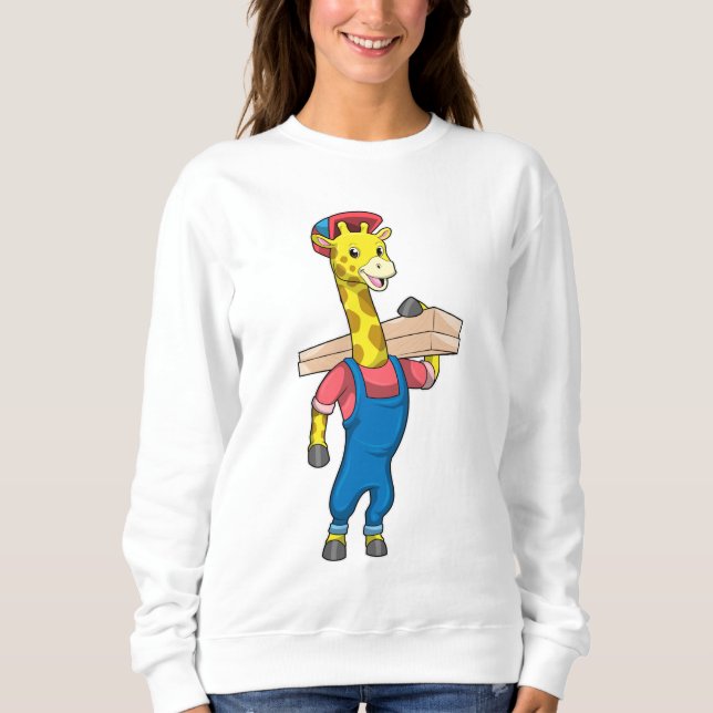 Sweatshirt Girafe as Carpenter with Wood (Devant)