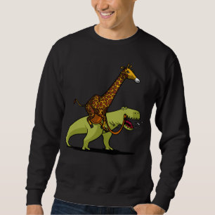 Sweatshirt Girafe montant les animaux drôles de dinosaure de
