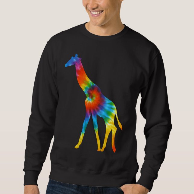 Sweatshirt Giraffe Animals Tie Dye Retro Rainbow Trippy Hippi (Devant)