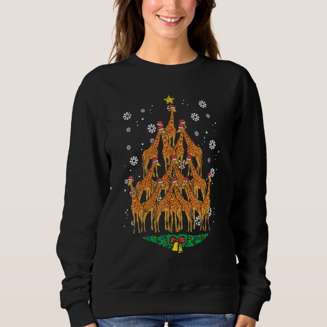 Sweatshirt Giraffe Christmas Tree Animal Xmas Women Men (Devant)
