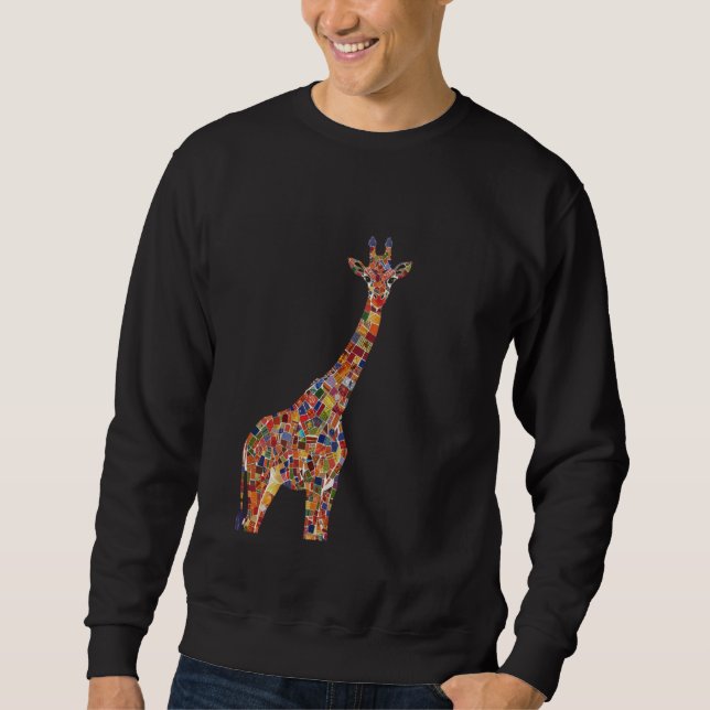 Sweatshirt Giraffe colorée mosaïque Art (Devant)