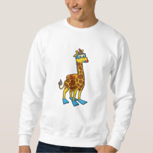 Sweatshirt Giraffe comme plongeur avec lunettes de natation e