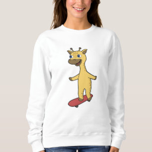 Sweatshirt Giraffe en patinage avec skateboard