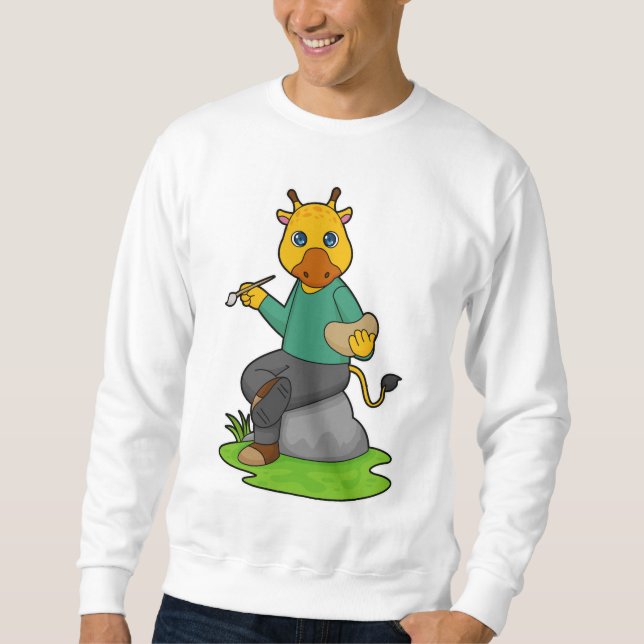 Sweatshirt Giraffe en peintre avec pinceau (Devant)