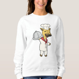 Sweatshirt Giraffe en tant que chef avec tablier et plateau d