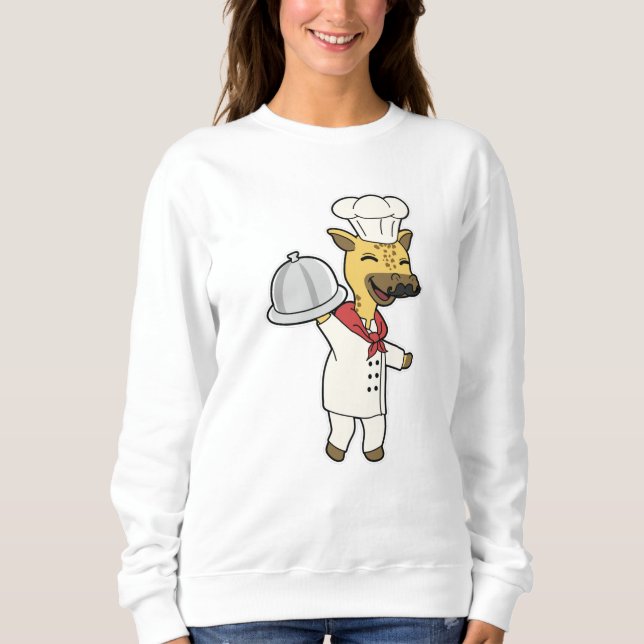 Sweatshirt Giraffe en tant que chef avec tablier et plateau d (Devant)