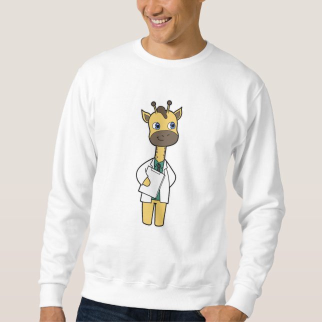 Sweatshirt Giraffe en tant que docteur avec Bloc-notes (Devant)