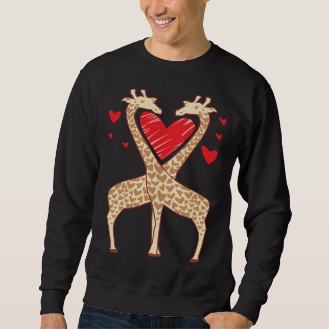 Sweatshirt Giraffe Love with Red Hearts (Devant)