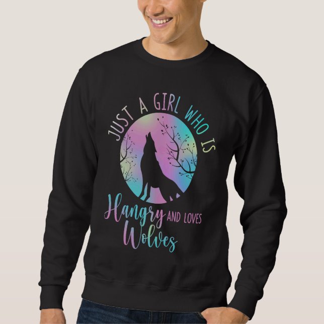 Sweatshirt Girl Who Loves Wolves (Devant)