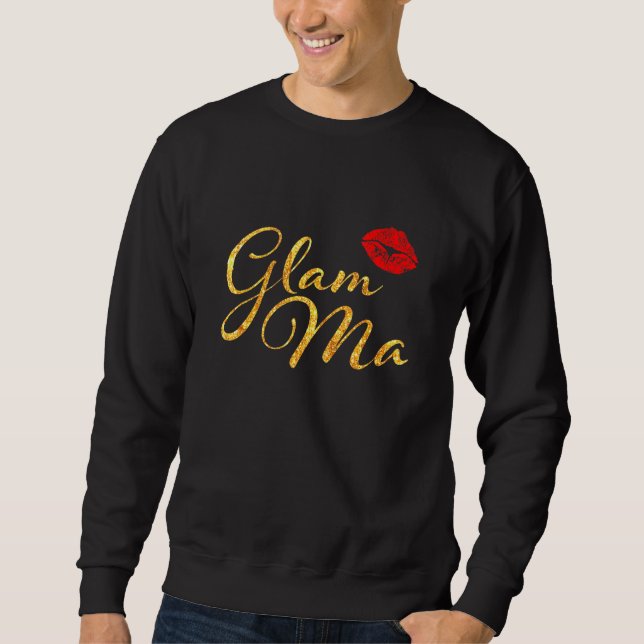 Sweatshirt Glam Ma Granny Nana Grandmamie Glamour Red Lip (Devant)