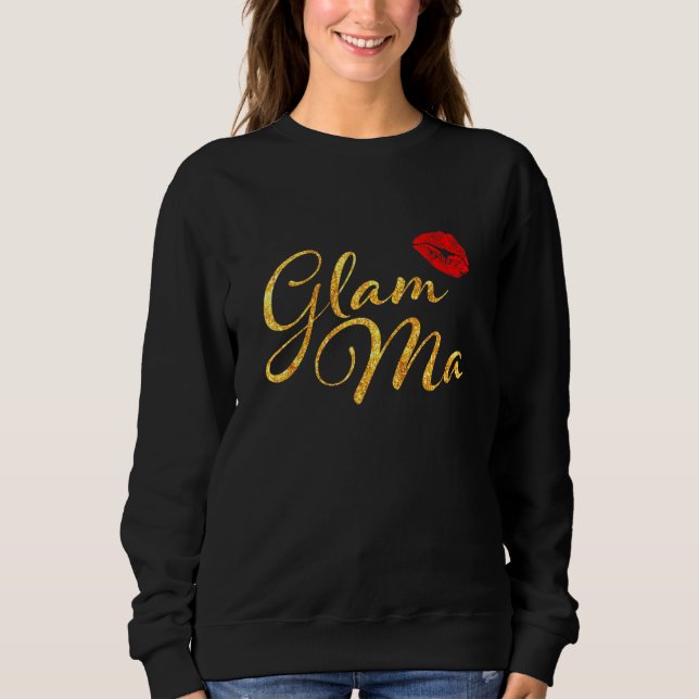Sweatshirt Glam Ma Granny Nana Grandmamie Glamour Red Lip (Devant)