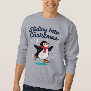 Sweatshirt Glisser dans Noël, patinage de Noël manchot