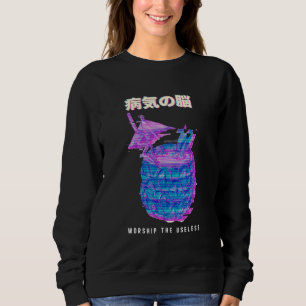 Sweatshirt Glitch esthétique Vaporwave 80s Ananas rétro