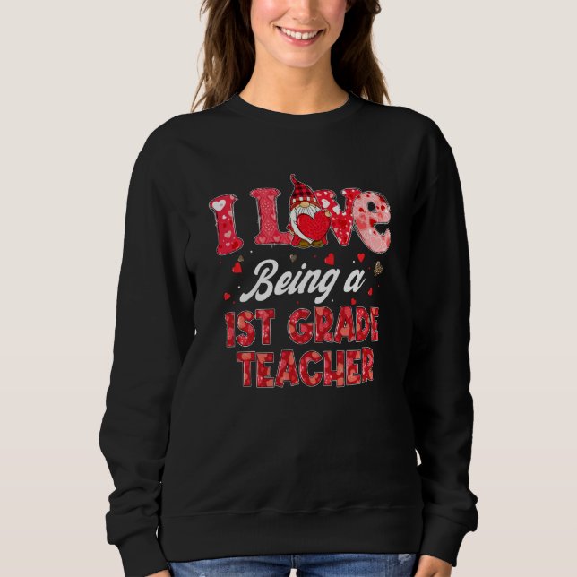 Sweatshirt Gnome drôle J'aime être un enseignant de 1ère anné (Devant)