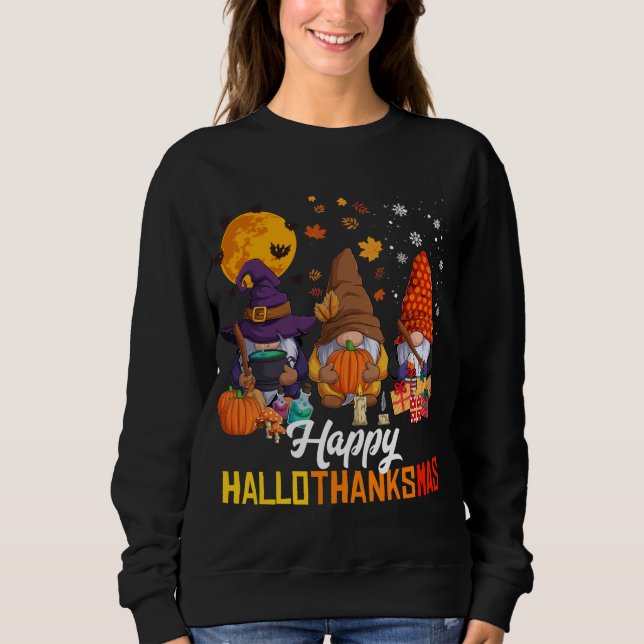 Sweatshirt Gnomes Lover Halloween Joyeux Noël Joyeux Happy Ha (Devant)