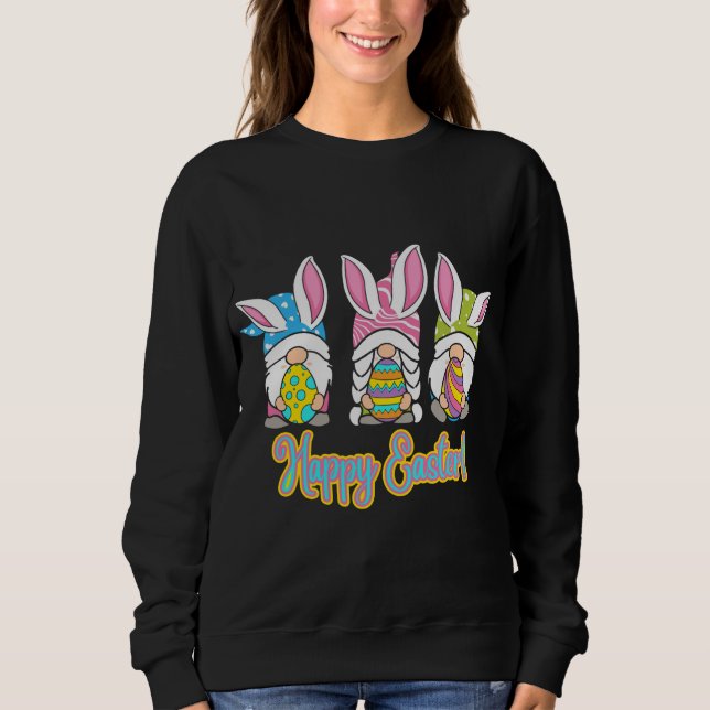 Sweatshirt Gnomes mignons Oeufs Joyeux Pâques - Chasse aux oe (Devant)