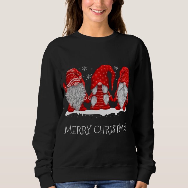 Sweatshirt Gnomes Snowy Red Vêtements de Noël Gnomes (Devant)