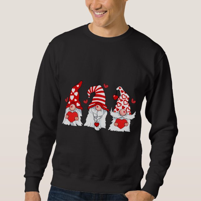 Sweatshirt Gnomes Valentines Buffalo Plaid Love Heart (Devant)