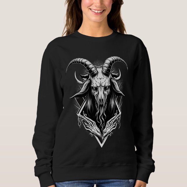 Sweatshirt Goat Baphomet  Occult Gothic Demon (Devant)