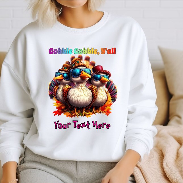 Sweatshirt Gobble Gobble Y'all Funky Retro Thanksgiving (Créateur téléchargé)