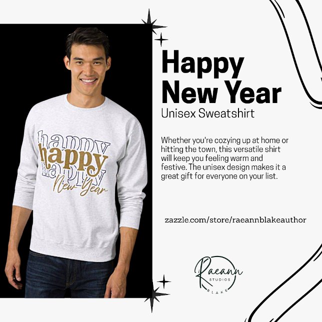 Sweatshirt Gold Bonne nouvelle année empilée Unisex Sweatshir (Créateur téléchargé)