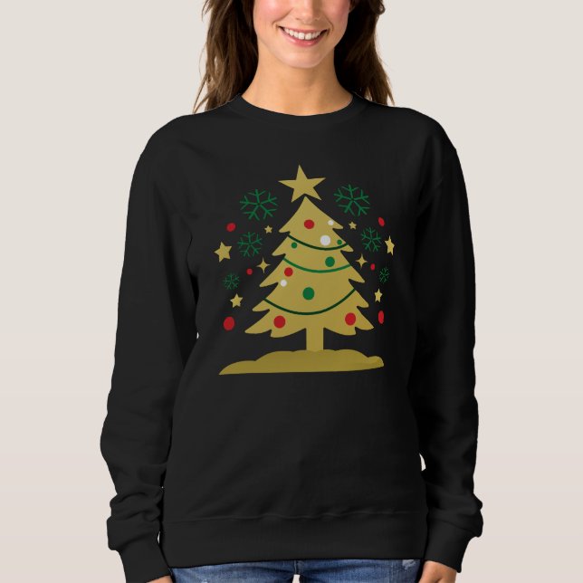 Sweatshirt Golden Christmas Tree Art (Devant)