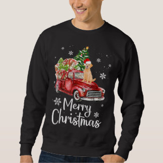Sweatshirt Golden Retriever Chien équitation Camion Rouge Noë