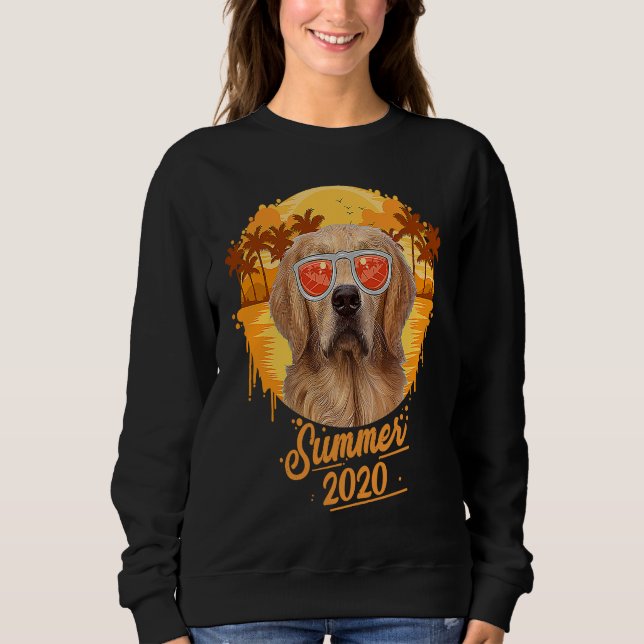 Sweatshirt Golden Retriever With Sunglasses Palm Tree Beach S (Devant)