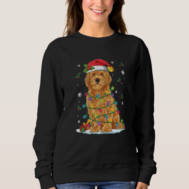 Sweatshirt Goldendoodle Christmas Santa Hat Fairy Lights Paja (Devant)
