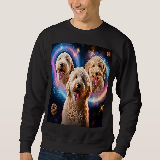 Sweatshirt Goldendoodle In Space With Donuts Cute Doodle Boys (Devant)